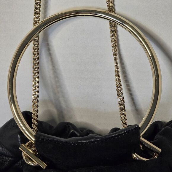 Chloe Arlene Black Lambskin Leather Drawstring Bracelet/Chain Hand/Shoulder Bag - Picture 6 of 12